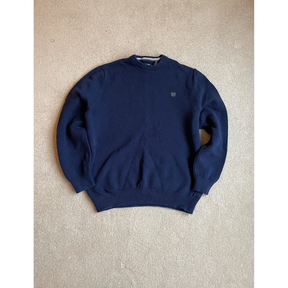 Chaps Navy Blue Crew Neck Sweater Men's Size L Classic Knit Pullover